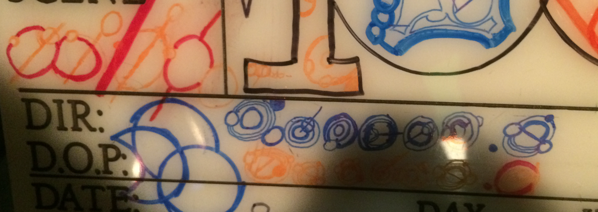 rtalalay's tweet photo. mysterious 100th slate.  @StuartDoP 
#DoctorWho http://t.co/1U6rBmJvf4