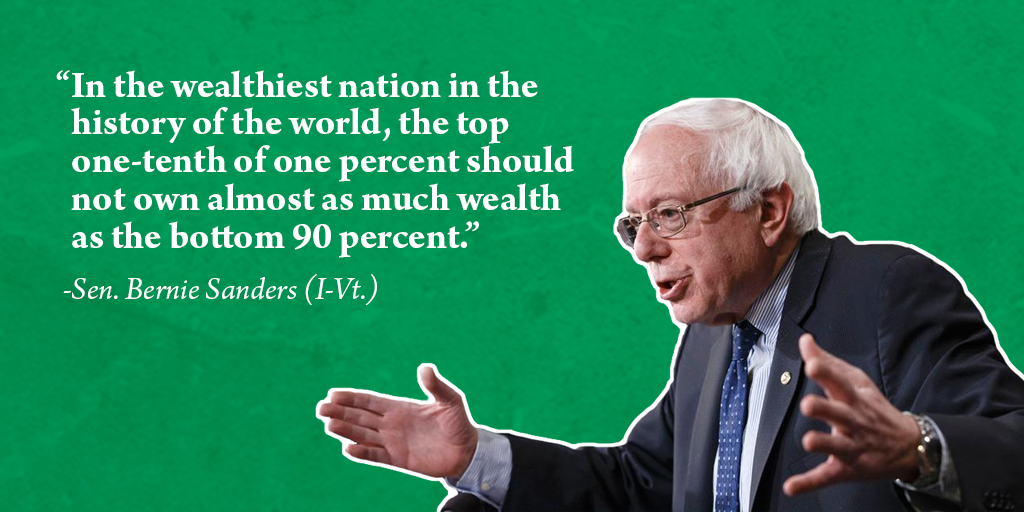 SenSanders's tweet photo. The top one-tenth of one percent should not own almost as much wealth as the bottom 90 percent. http://t.co/vQrWYpT2hP