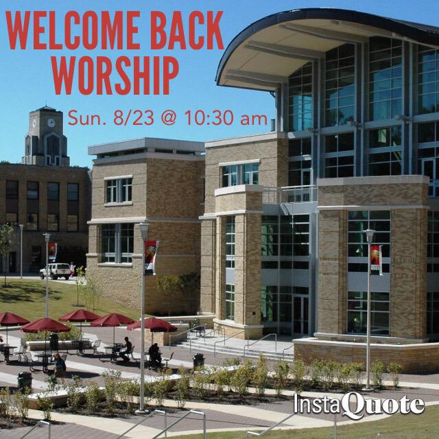 WOLFLIFE_CM's tweet photo. Students, parents, and alumni are all invited to our Welcome Back Worship in the third floor auditorium of the Union! http://t.co/IT1ZmcVtLm