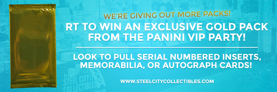 SCCTradingCards's tweet photo. WEEKEND GIVEAWAY! RT for a chance to win a Panini VIP Gold Pack! Winners will be chosen on Saturday &amp; Sunday! http://t.co/vjTn4jvDsF