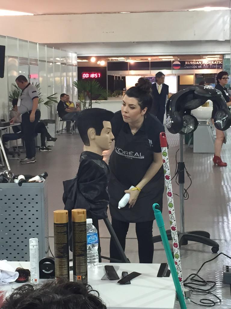 worldskillsuk's tweet photo. .@LeniConstantina in the last 15 minutes in Hairdressing @WorldSkills #GoWSTeamUK 🇬🇧 http://t.co/o6ckNCWmBr