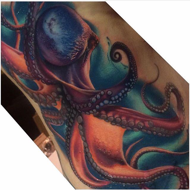 Megan_Massacre's tweet photo. Here's a peek at some progress on an octopus rib piece I'm slowly chipping away at, only one more session to go! 🐙🐙🐙 http://t.co/y418j6RQYv