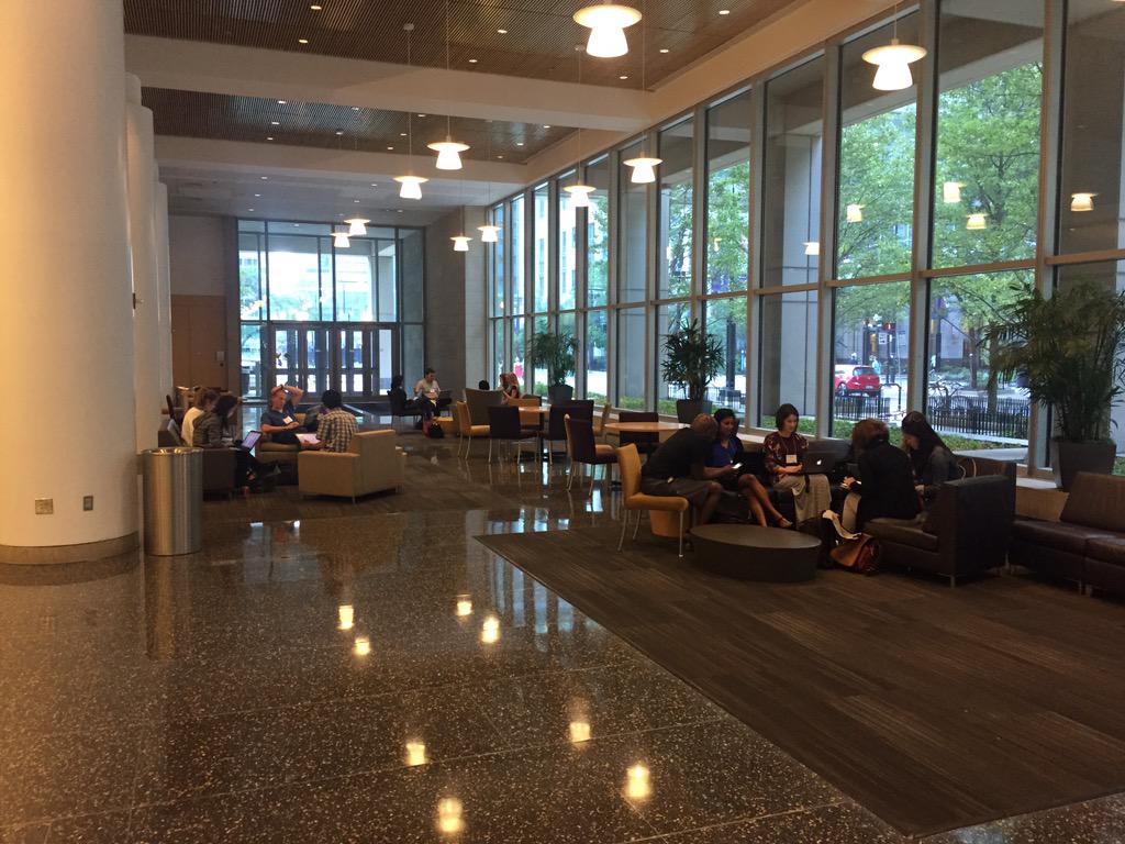 HBStinn's tweet photo. Our peer writing groups hard at work, offering helpful critiques on writing samples. #comSciConChi2015 @ComSciCon http://t.co/4AMqw5uA5o