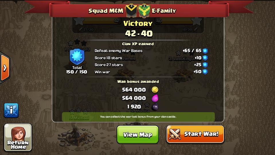 SquadMandM1's tweet photo. clutch win against a lvl 4 clan last night! happy and made it to lvl 3 #ClashOfClans #victory http://t.co/wZJA1oa14z
