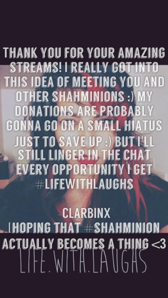 CLARBINX's tweet image. @LifeWithLaughs Can I still be Mvp D: lol #lifewithlaughs #shahminions #GonnaStartVining #RoadToShahmeen 🙌🏼✈️🎥