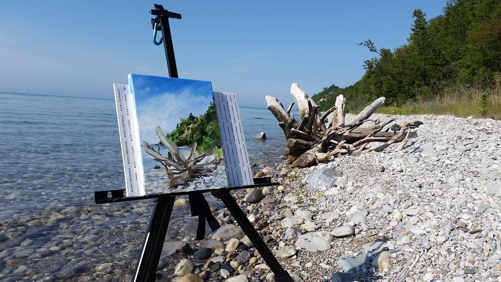 Get out and #paint ! #adventurepainting #pleinaire on the #shoreline of #LakeMichigan #PureMichigan400 #bliss #art