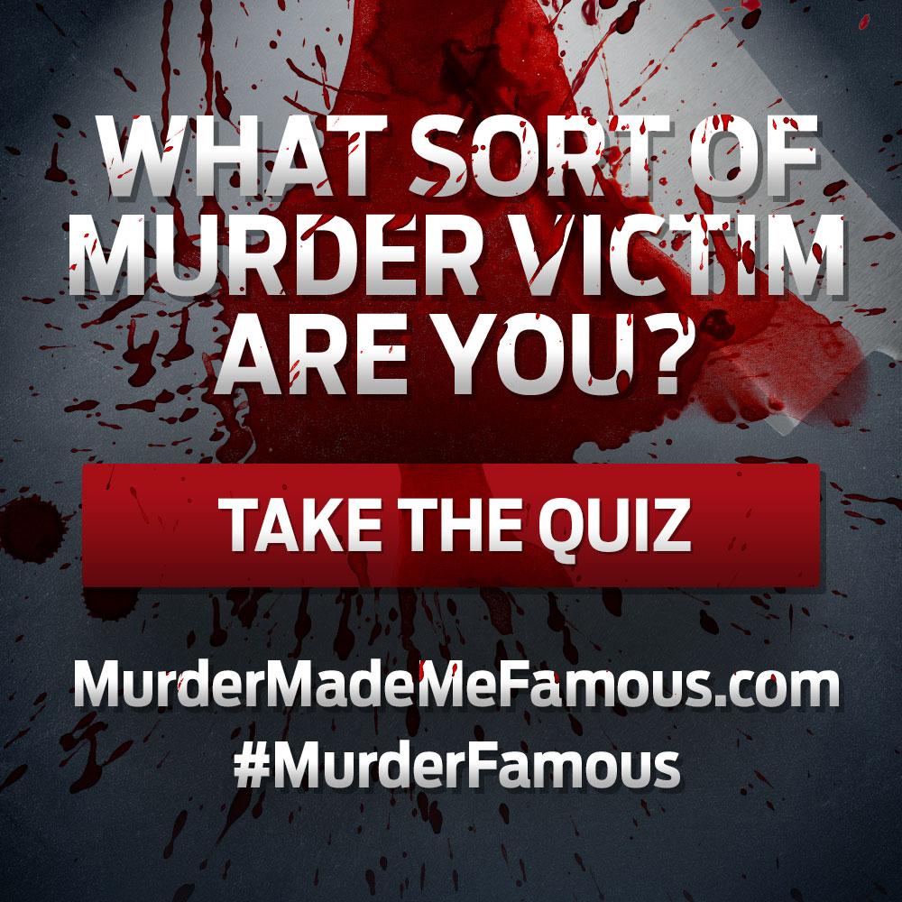 BenedictXXXVI's tweet photo. Bitches be crazy - I just took the #MurderFamous quiz and was murdered by my crazy ex http://t.co/k7cS8lSqKw http://t.co/4vWXs8sW17