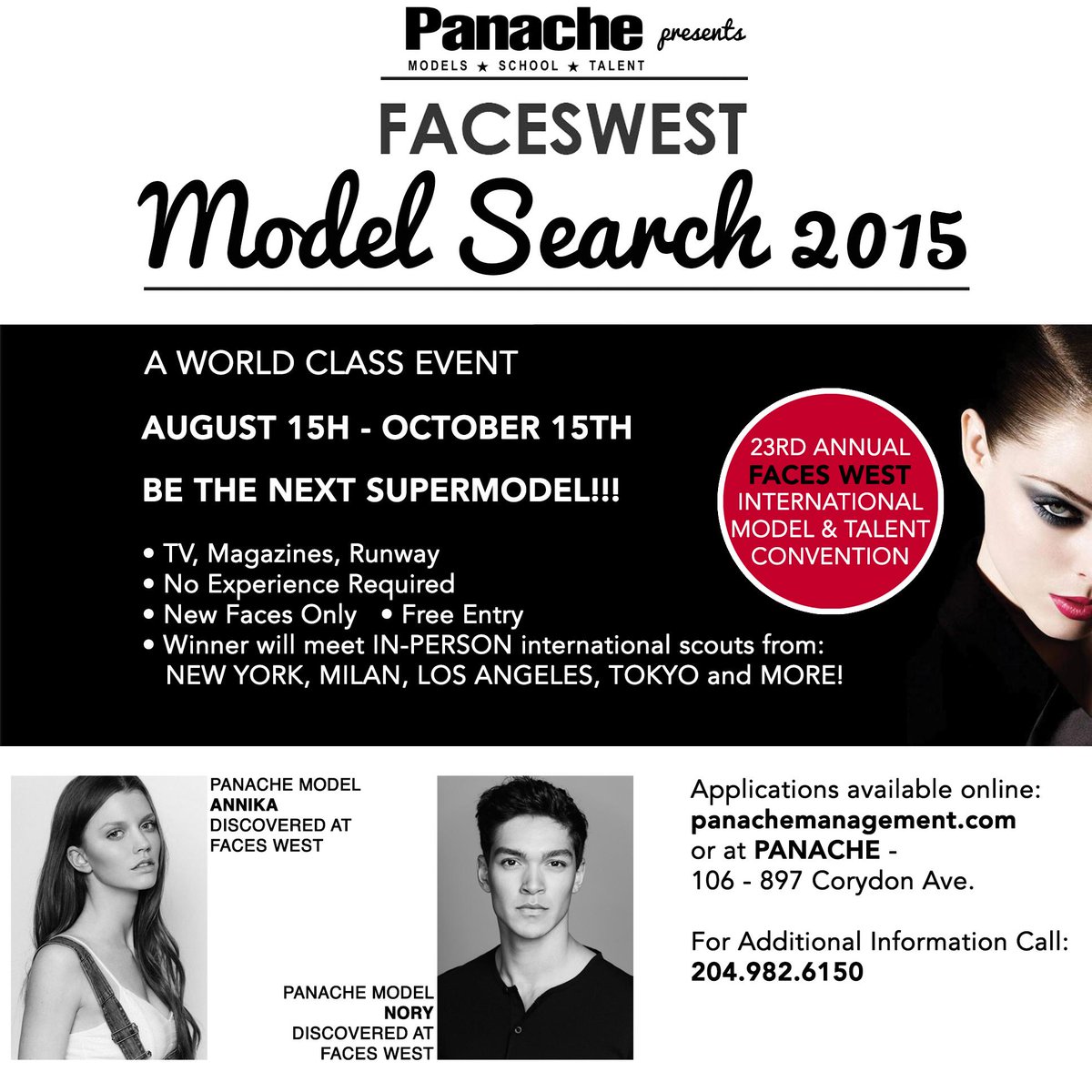 panachetalent's tweet image. Enter our 2015 Faces West Model Search for the chance to win a contract with @panachemodels and entry to Faces West!