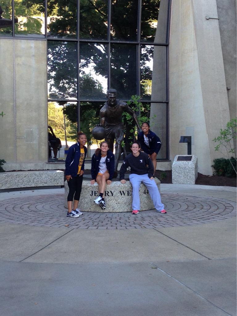 LisaStoiaWVU's tweet photo. Which picture is your favorite of our @wvuwomenssoccer team w legend Jerry West #ScavengerHunt15 #Bonus4Winnerβ½οΈππ http://t.co/h82yFdry9w