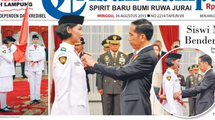 Wow kak Della Elvira Herlika, Siswi <a href="/Smansa_Metro/">SMA Negeri 1 Metro</a> Bawa Baki Bendera Pusaka di Istana. sumber gambar <a href="/tribunlampung_/">tribunlampung</a>