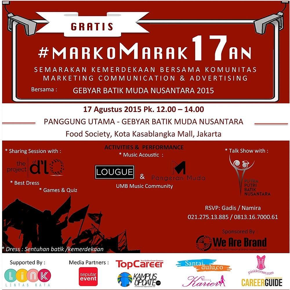 BESOK! #marakomarak17an #RI70 bsm <a href="/PangeranMudaPM/">PangeranMudaSiagian</a> <a href="/UMBMusicCom/">UMB Music Community</a> <a href="/ProjectOf_DLO/">the Project Of D'Lo</a>  medpart <a href="/infowanitakarir/">Tabloid WanitaKarier</a> <a href="/PinkKorset/">PinkKorset.com</a>