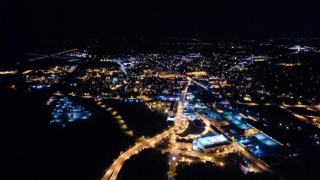 Amart314's tweet photo. Great night downtown with friends, good shot of down town Lafayette and Purdue University #drone http://t.co/2krHi8eQed