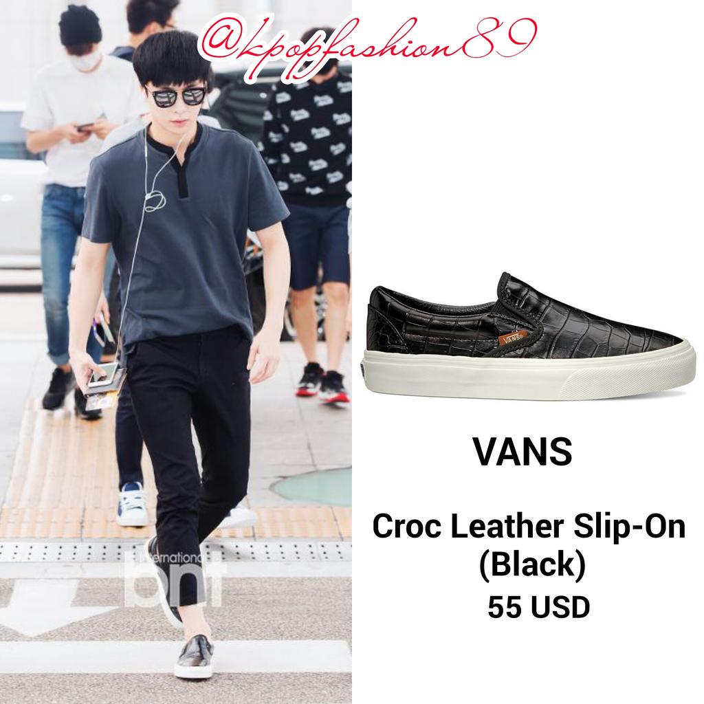 vans croc leather slip on