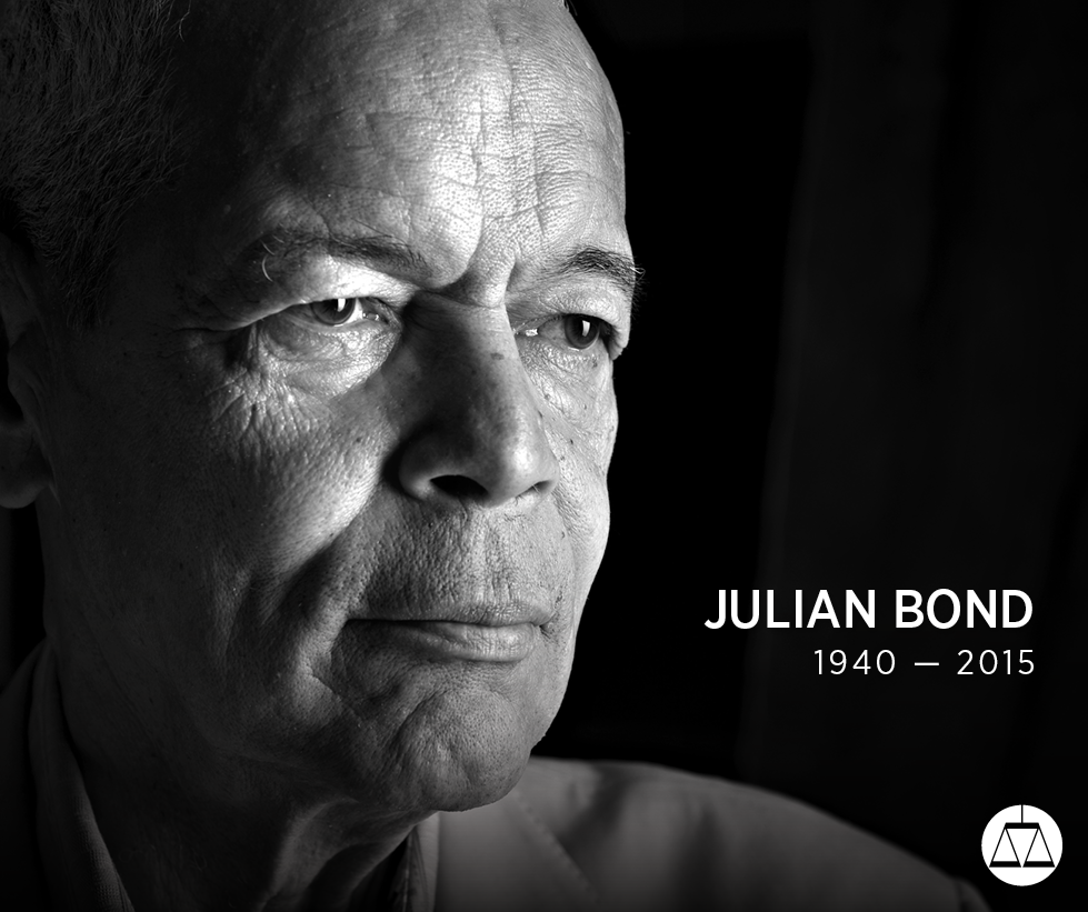 splcenter's tweet photo. We’re very sad to announce the passing of civil rights icon Julian Bond. We’ve lost a champion http://t.co/dTGmRcfOmD http://t.co/FIuuSnL8lz