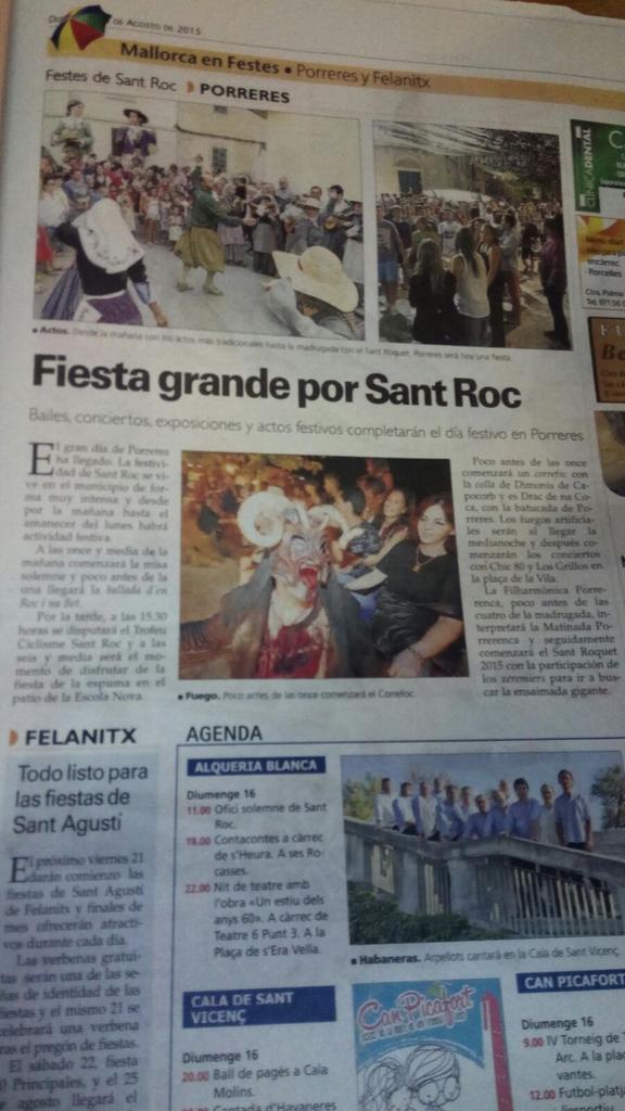 Dema dilluns a les 21,45h. #Correfoc #santrocporreres en tenim una gran preparada! La noticia del diari esta errada!