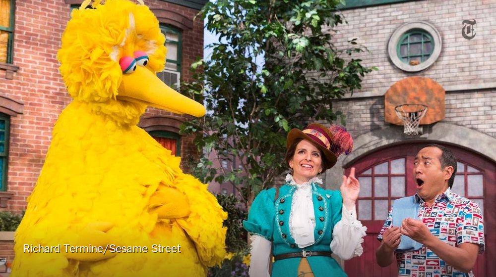 nytimes's tweet photo. Can you tell me how to get, how to get to Sesame Street? Turn on HBO. http://t.co/yKD3X5khnO http://t.co/N803qio9cj