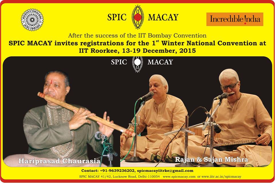 SPICMACAYIITR's tweet photo. SPIC MACAY is organizing its 1st Winter National Convention at IIT Roorkee from 13th to 19th of December. http://t.co/pqfkfnrNwm