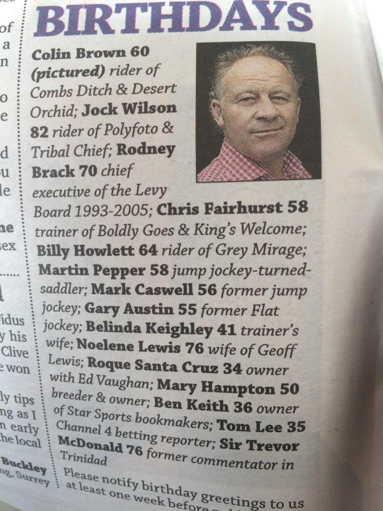 Happy Birthday to and congrats for getting above Sir Trevor McDonald in Birthday list! 