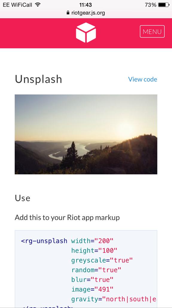 riotcomponents's tweet image. Unsplash is a cool service. And we have a tag to make it a piece of cake to consume! #uxdesign #javascsript #riotjs