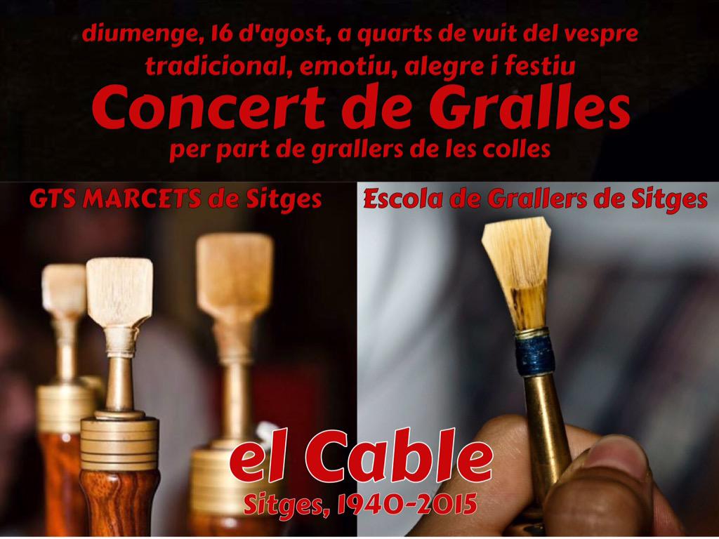 el Cable Sitges (@elcablesitges) on Twitter photo Avui, a les 19'30, Concert de Gralles a <a href="/elcablesitges/">el Cable Sitges</a> amb <a href="/EscoladGrallers/">Escola de Grallers de Sitges</a> i #GTSMarcets, previ a la <a href="/fmsitges/">Sitges Festa Major</a> Avui, a les 19'30, Concert de Gralles a <a href="/elcablesitges/">el Cable Sitges</a> amb <a href="/EscoladGrallers/">Escola de Grallers de Sitges</a> i #GTSMarcets, previ a la <a href="/fmsitges/">Sitges Festa Major</a>