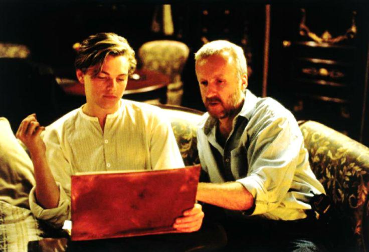 When James Cameron directs Leonardo DiCaprio in Titanic\s behind the scene. Happy birthday, Mr.Cameron. 