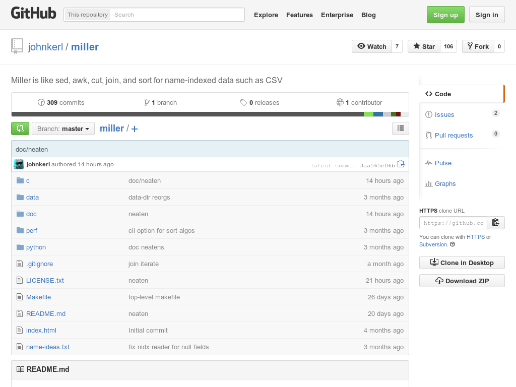 10XBitcoinMEME's tweet photo. Miller — Like sed, awk, cut, join, and sort for name-indexed data such as CSV #c_lang http://t.co/EnqA9zkrXO http://t.co/oGxIkWIoNo