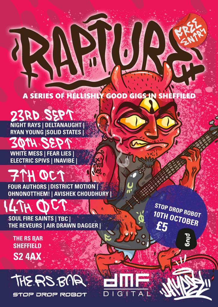We are running some gigs in Sheffield at The RS Bar, you can follow the night here: <a href="/RaptureSheff/">#Rapture @ The RS</a>