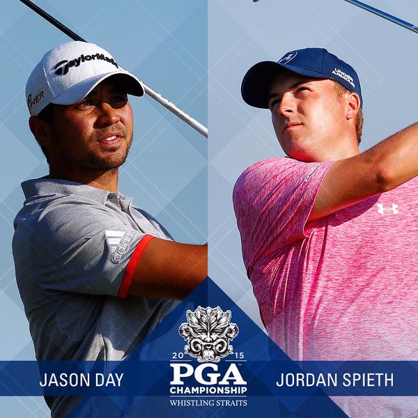 PGNPlus's tweet image. Spieth and Day finished a shot back of the playoff at The Open. Today they are the final group at the #PGAChamp