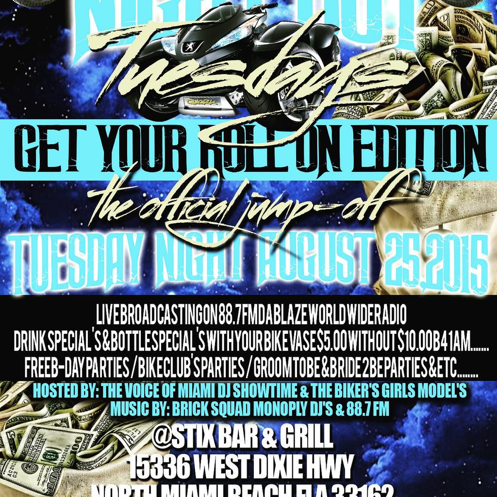 Calling all bikers tuesday nights its all about stix bar n grill doors open@9pm roll call