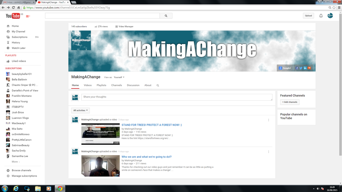MakingAChangeYT's tweet photo. our channel guys! :) http://t.co/XvqO1Ccb20