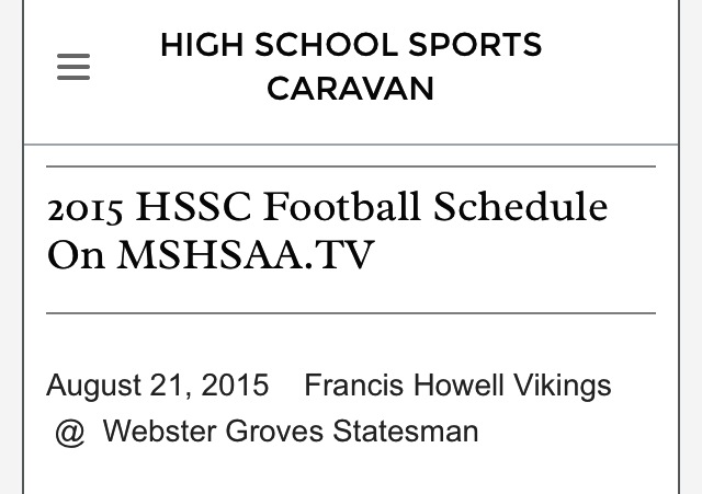 Next Friday's FB game to be streamed live.