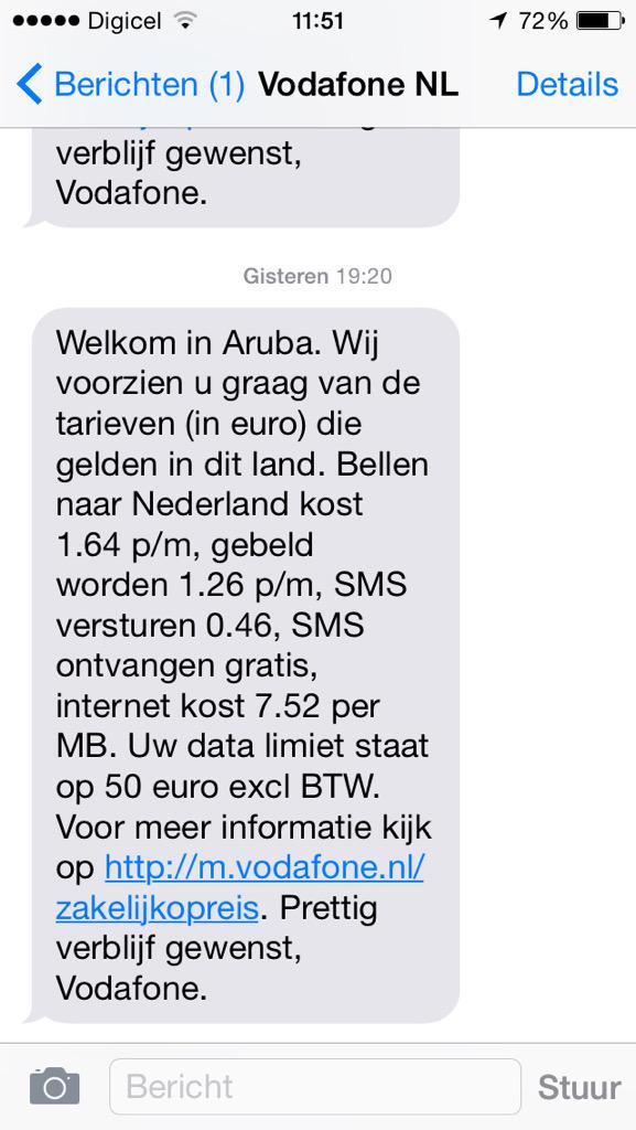 Gaat lekker <a href="/VodafoneNL_Zaak/">Vodafone Business</a> Ik ben tocht echt op Bonaire. Welke tarieven berekenen jullie nu?