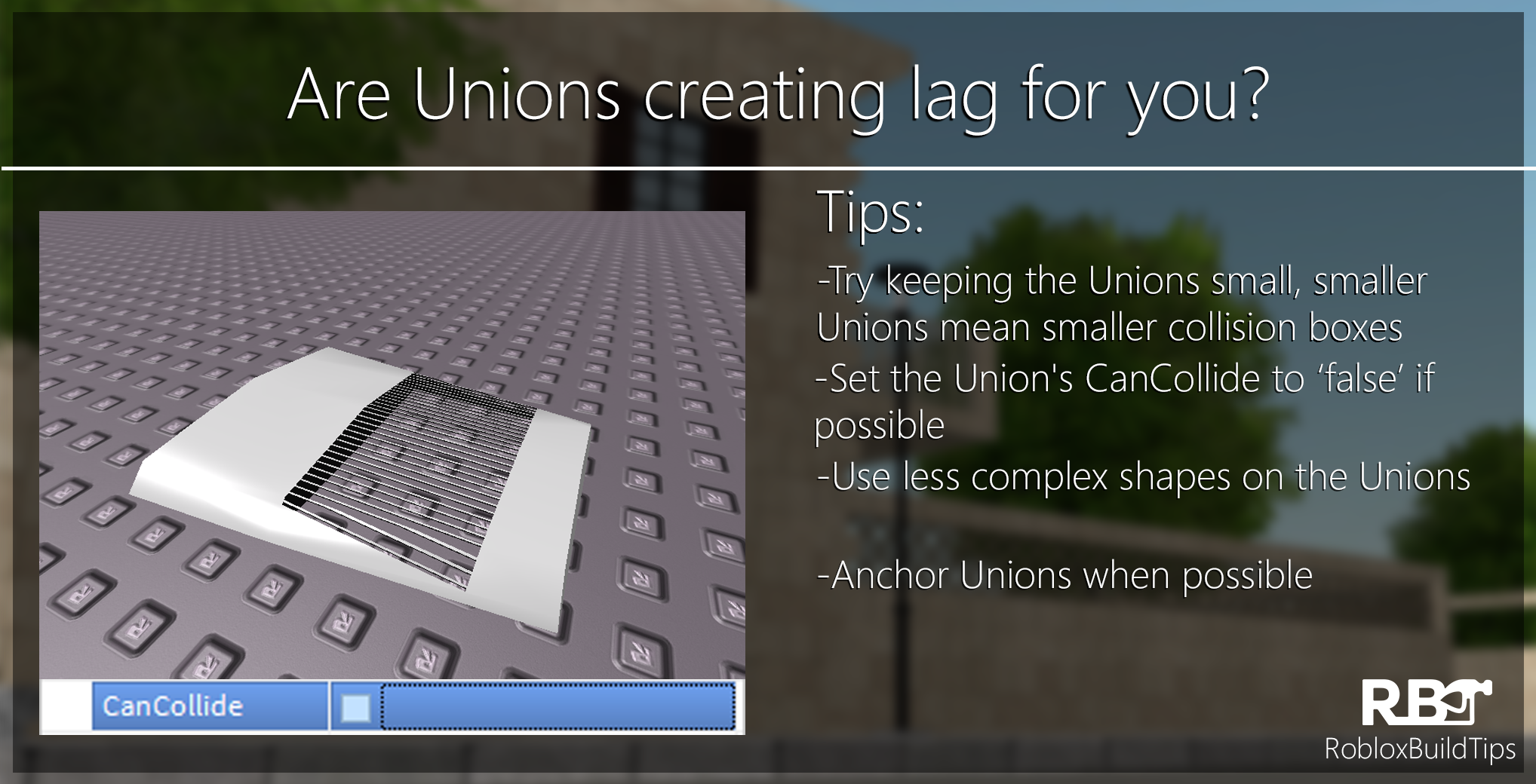 Roblox Build Tips On Twitter Are Unions Creating Lag For You Http T Co Y4dcyajwpm - roblox keyboard lag