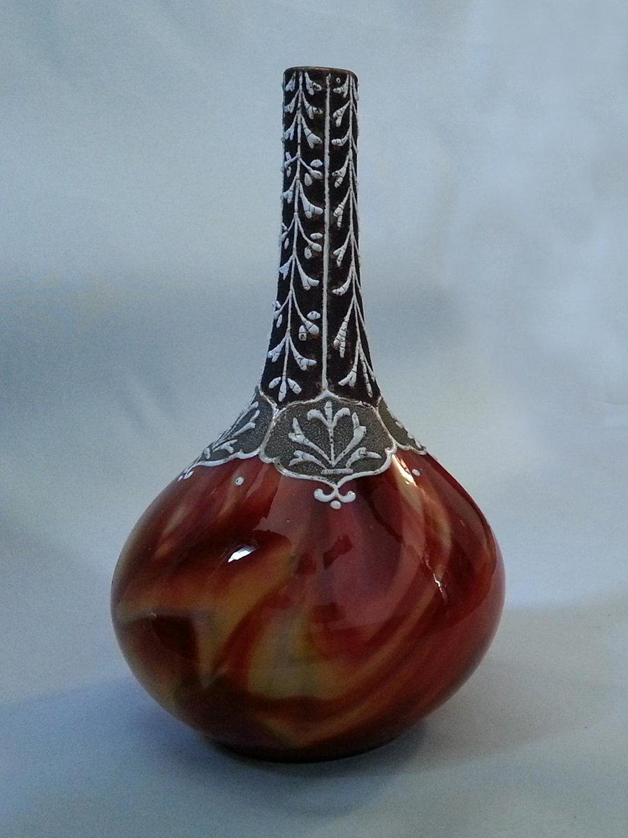 Exquisite Loetz Marmoriertes Enameled Carneol Glass Vase just listed for sale.  Take a look: allantiqueglass.com/loetz-marmorie…