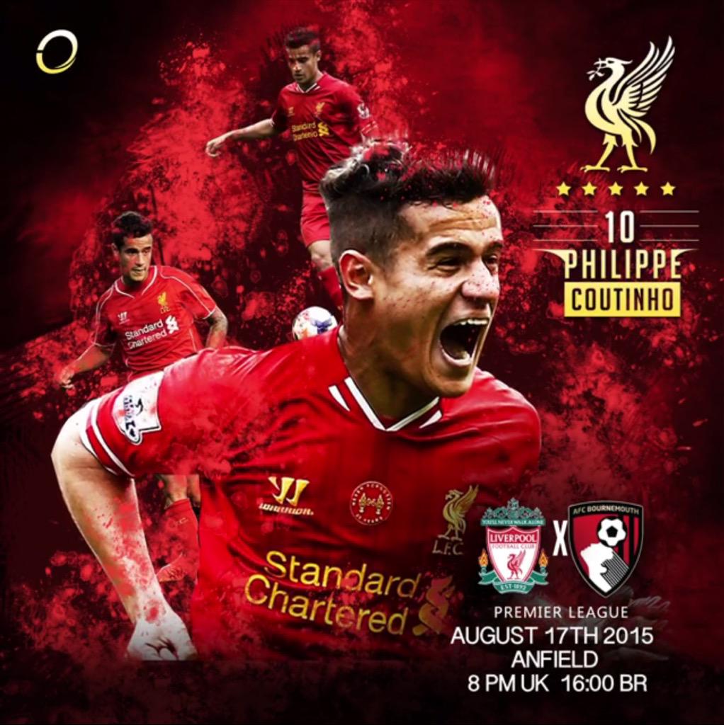 Phil_Coutinho's tweet photo. First match of the season at Anfleid! I can't wait!  Primeiro jogo da temporada no Anfield! Vamos @LFC! #LFC http://t.co/HRWz0gF8Dx