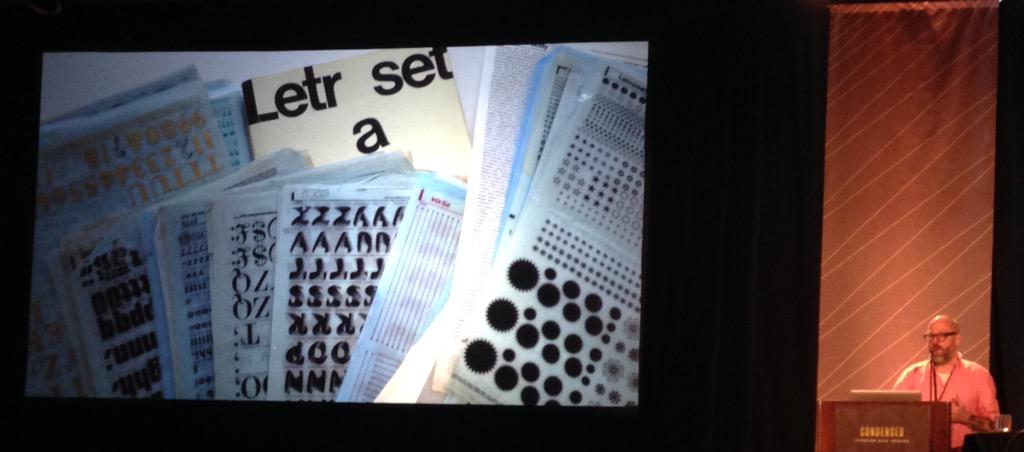 composerjk's tweet photo. .@ultrasparky of @Monotype talking about Letraset rubdown type at @typecon #typecon2015 http://t.co/qCe6yjT7GA