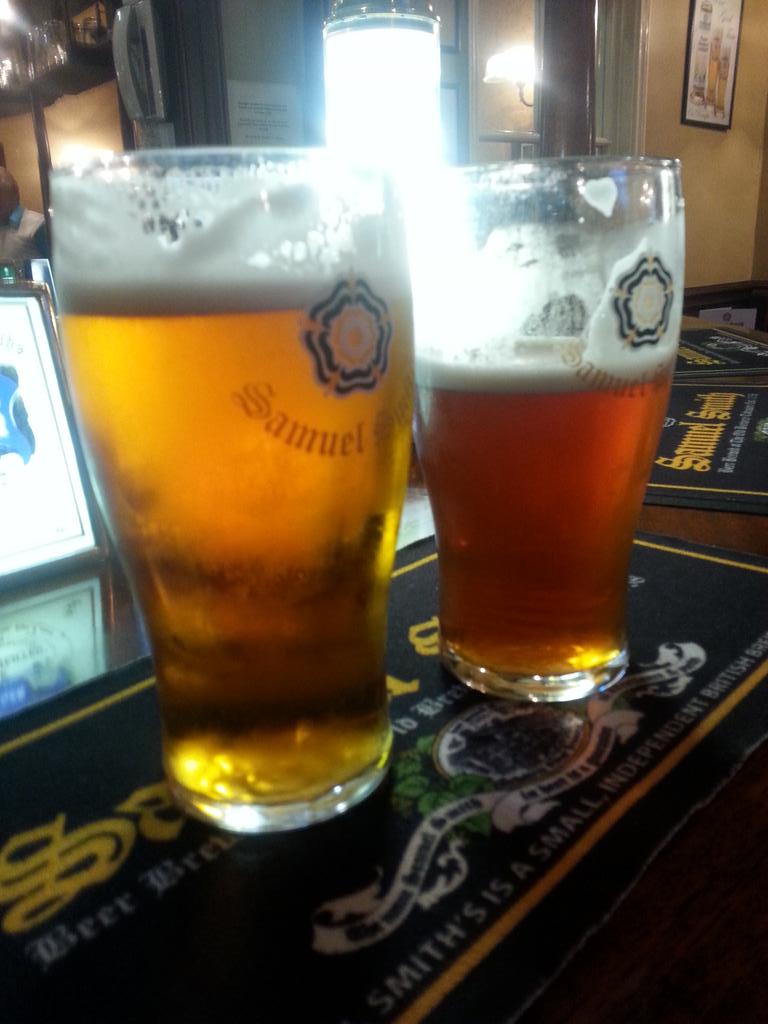 Enjoying a few pints in the Seahorse Hotel. Whoever guesses the price of these, come to York and we'll buy you a pint