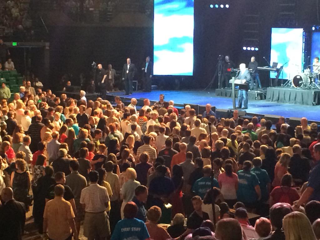 Hundreds respond to the Gospel message at Festival of Hope w/ Franklin Graham.  #bhamfest