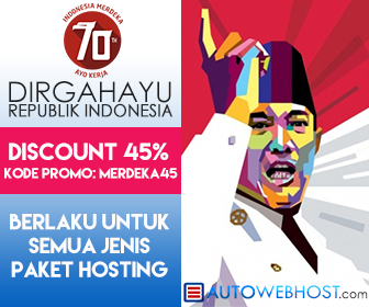 Dalam Rangka HUT RI, dapatkan Disc. 45% utk semua jenis paket Hosting  autowebhost.com Kode Promosi: Merdeka45