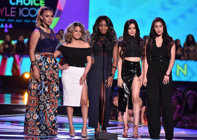 Fifth Harmony on stage presenting the #CandiesStyleIcon award at the #TeenChoiceAwards