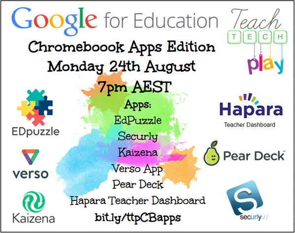 1 week till our Chromebook App special for #googleedu 
ft 6 App creators
bit.ly/ttpCBapps
#gafe #edchat #edtech