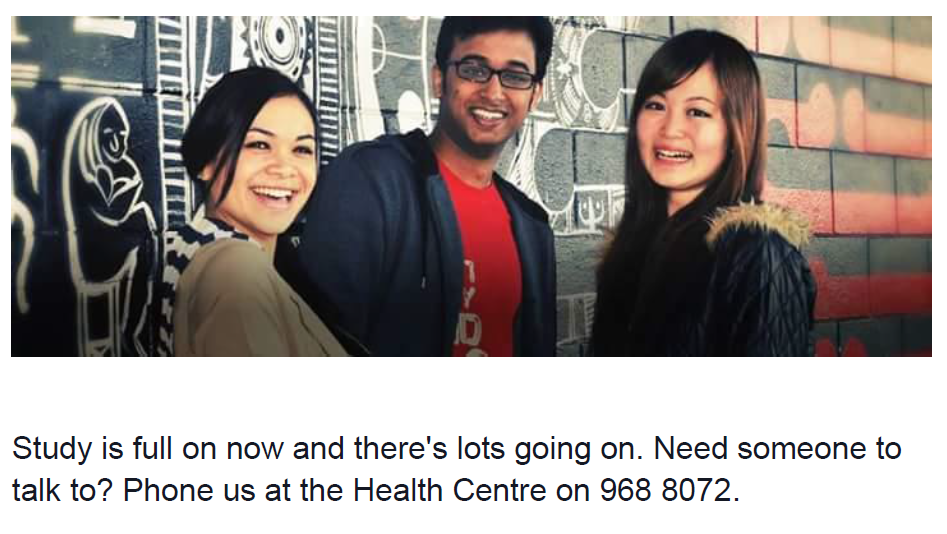 MITsuccess's tweet photo. Study is full on now and there's lots going on. Need someone to talk to? Phone us at the Health Centre on 968 8072 http://t.co/lsfz9RWDhe