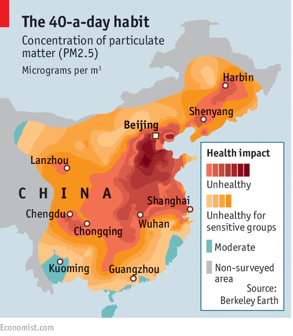 smoking 40 cigarettes a day Breathing Beijing's air is the equivalent of smoking almost 40 cigarettes a  day http://t.co/1Hkv1uxAFK