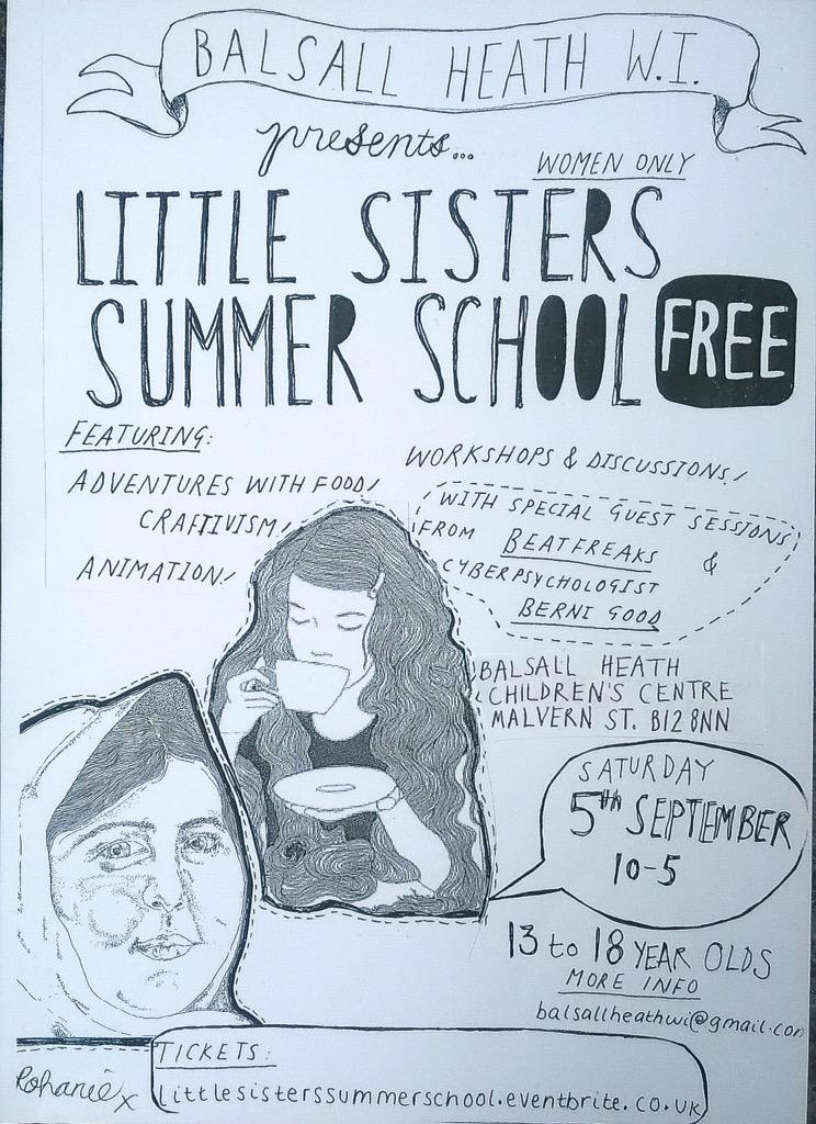 Bham_craftivist's tweet image. FREE little sisters feminist summer school. 5 sept. 12-18 yr olds @beatfreeks @AdvWithFood @BalsallHeathWI @flatpack