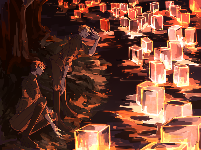 灯篭流しのtwitterイラスト検索結果