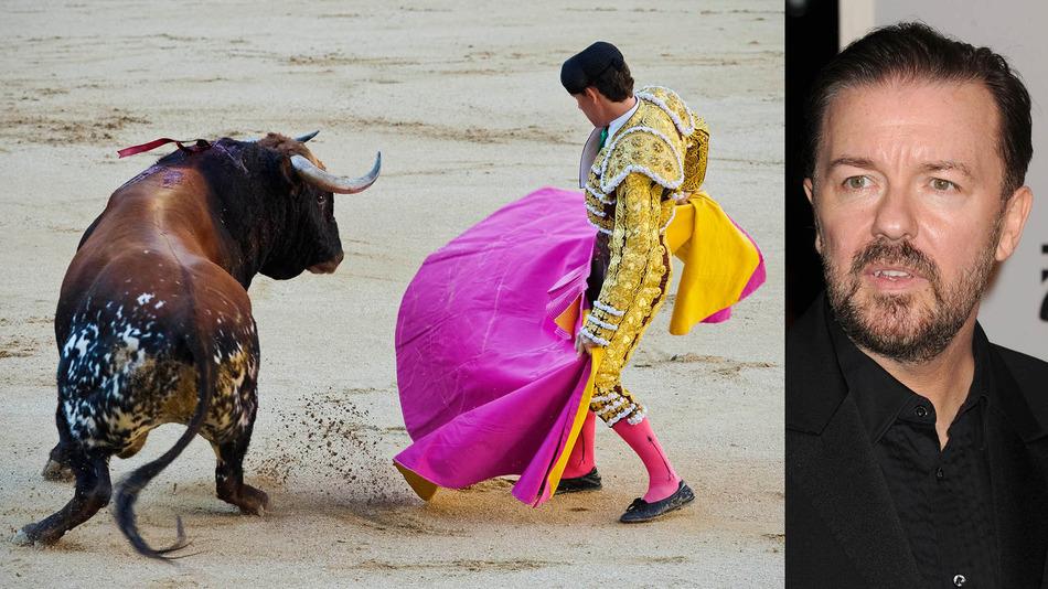 mashable's tweet image. Ricky Gervais has zero sympathy for anyone killed fighting bulls on.mash.to/1ExdEg1