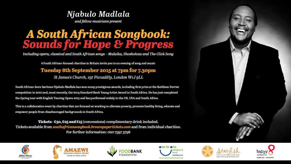 FoodBankSA_UK's tweet photo. Join us in London 8 Sept 7pm for an evening of African music including Malaika, Shosholoza and Click Song by @Njabza http://t.co/vzmH4jUPmb