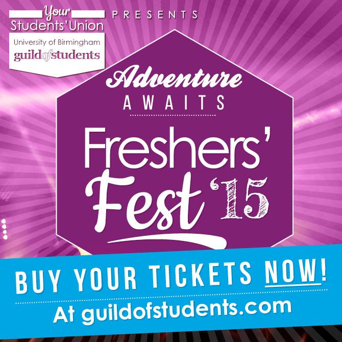 GuildofStudents's tweet photo. Accept no imitations - get your OFFICIAL Freshers' Fest tickets here: http://t.co/mIwYpqcuqv #hellobrum #freshers http://t.co/S51JdwH5ed