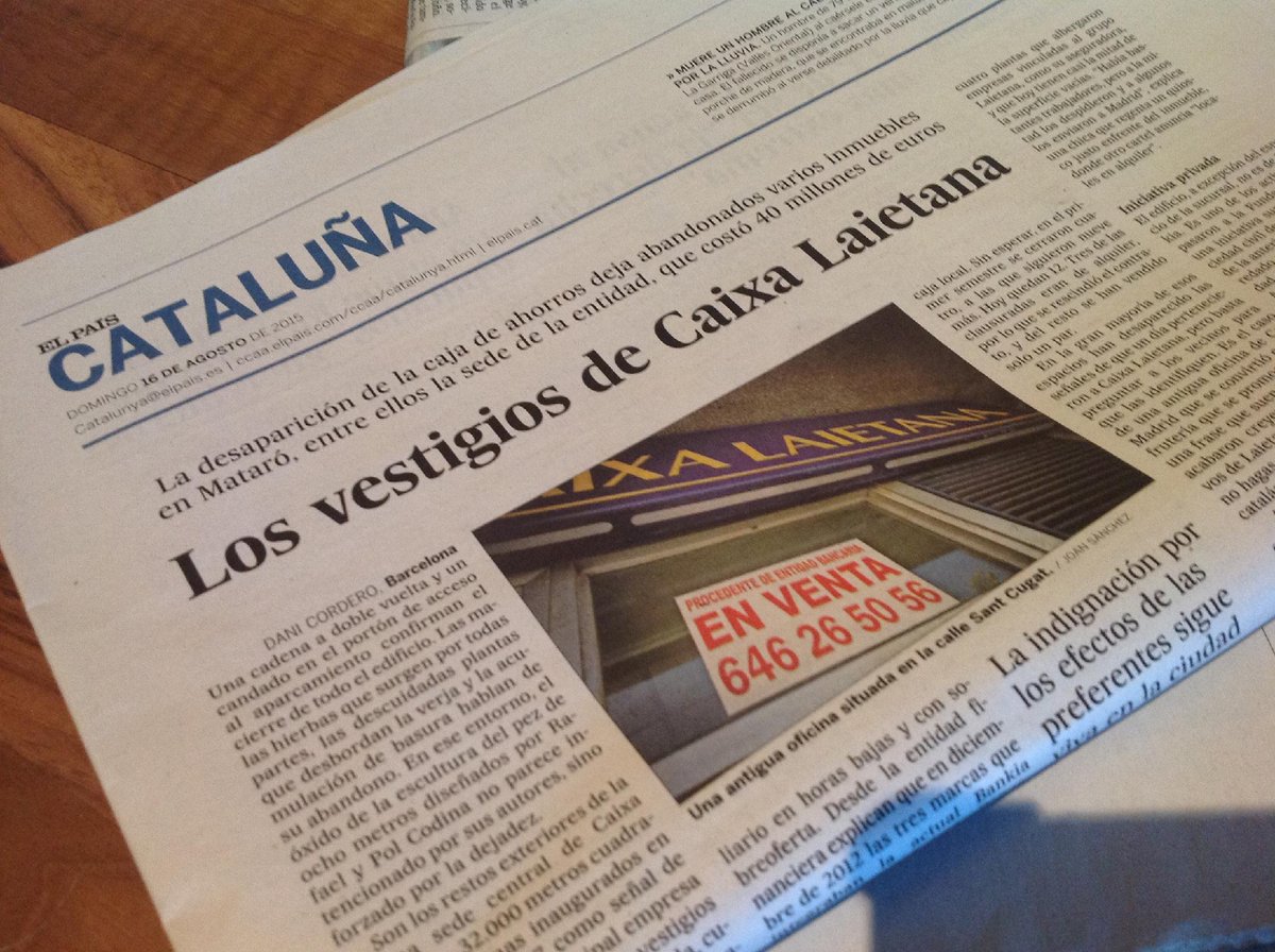 El <a href="/elpaiscatalunya/">EL PAÍS Catalunya</a> parla de les restes de <a href="/caixalaietana/">Caixa Laietana</a> a #Mataró. Compra el nostre DVD a: desmuntantleitana.cat