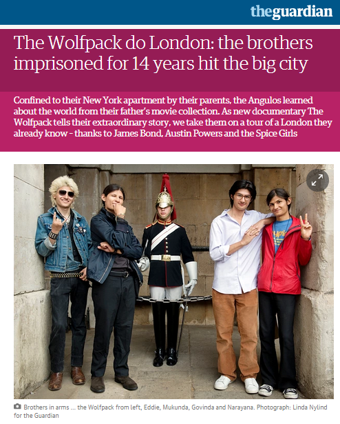 WolfpackFilmUK's tweet photo. Have you seen the @guardian article on #TheWolfpack brothers in #London? Take a read: http://t.co/OwVbWt0h8w http://t.co/nPUOI9D81p